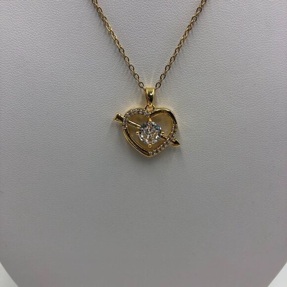 18K Gold Plated Women's Heart Shape Necklace Cubic Zirconia Romantic Love Gift - Picture 5 of 11